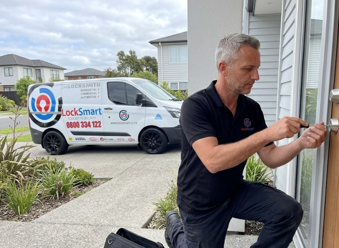 LockSmart Master Locksmith rekeying a residential door lock in Auckland